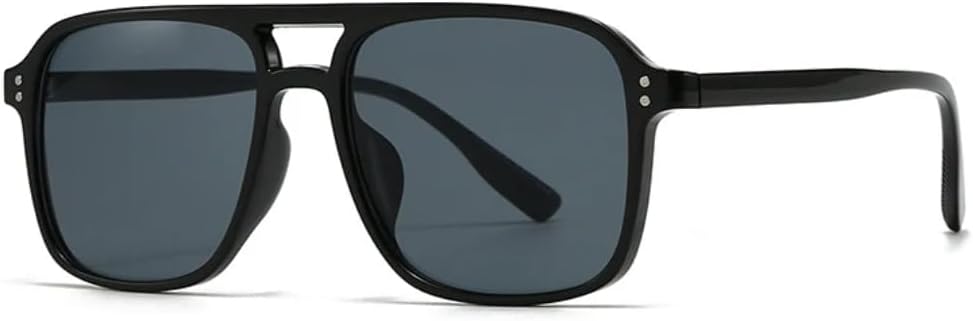 

Мужские солнцезащитные очки в стиле ретро с двойной перемычкой и заклепками, модные женские очки желто-голубого цвета с защитой от УФ-излучения UV400 UUPTTPL, Black Grey