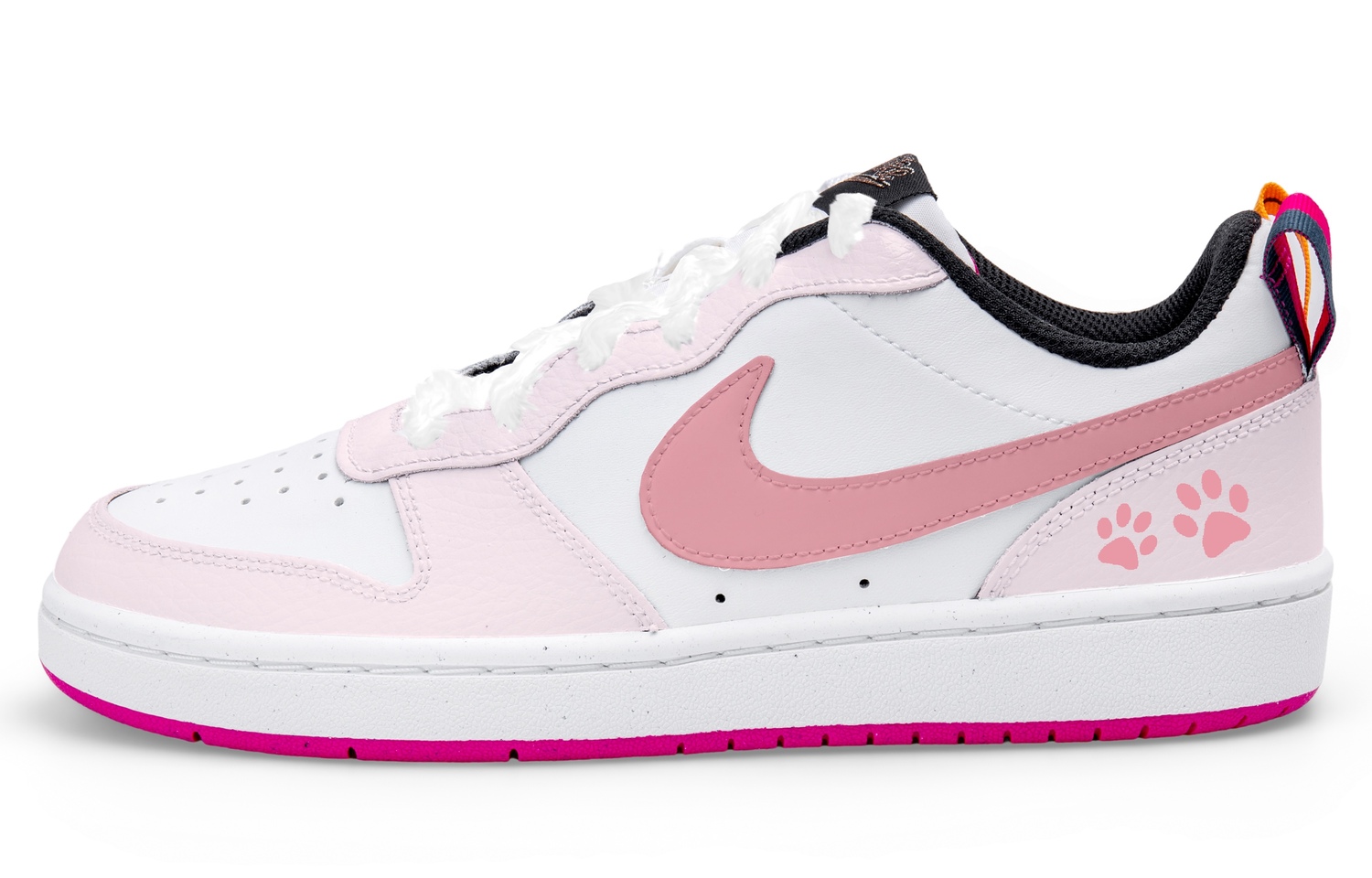 

Nike Court Borough Light Pink Paw Print Synthetic Leather Abrasion Resistant Low top Kids' Skateboarding Shoes