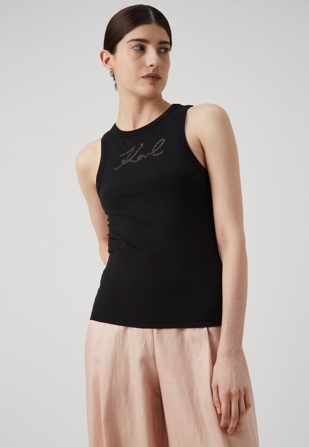 

Топ Rhinestone Tank KARL LAGERFELD, черный