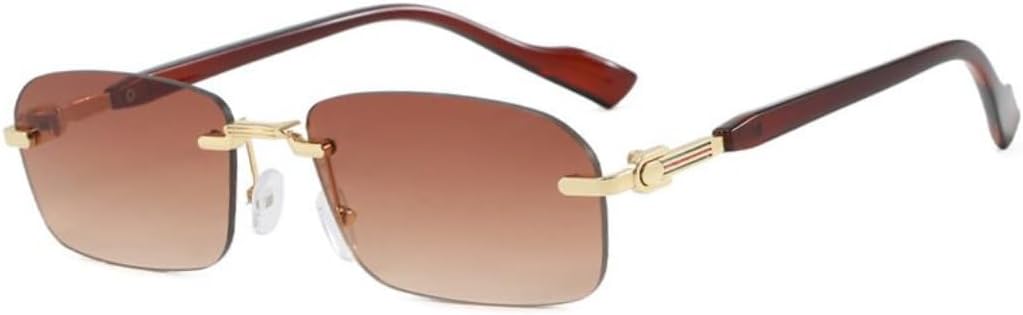 

Винтажные солнцезащитные очки без оправы для женщин и мужчин, роскошные, в стиле панк, с металлическими заклепками и текстурированными дужками, защита от УФ-излучения UV400 TVTBBVV, 20277-c6