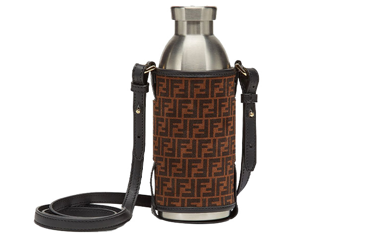 

FENDI Кожаная термосумка для бутылки воды через плечо унисекс коричневая
