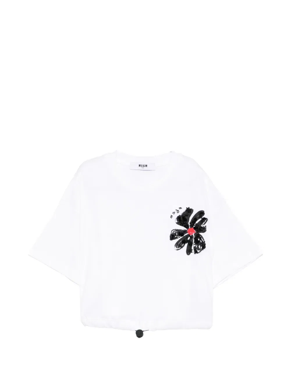 Футболка с цветочным рисунком Msgm Kids, белый