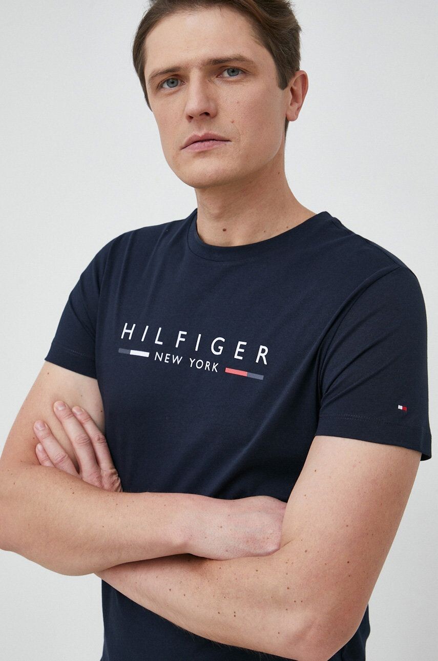 

Хлопковая футболка Tommy Hilfiger, темно-синий