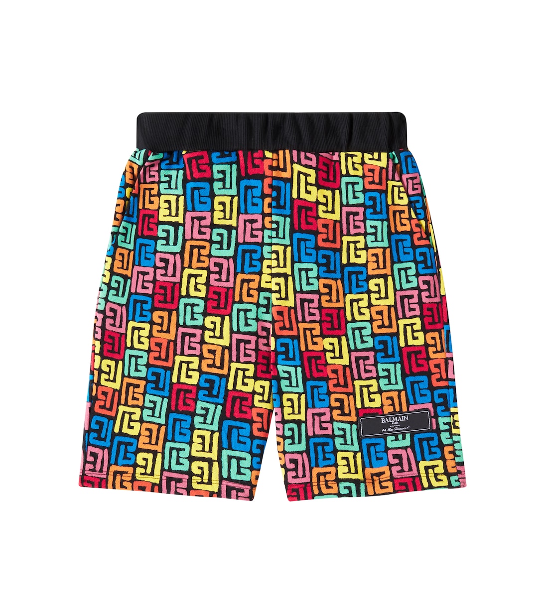 

Монограммированные шорты из хлопкового джерси Balmain Kids, Black/Colourful