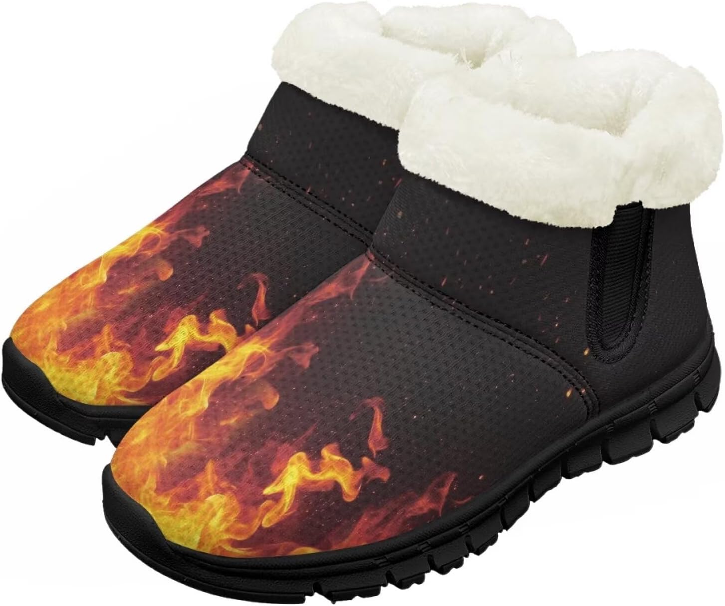 

Детские зимние ботинки для мальчиков и девочек, обувь для холодной погоды, прогулочные, с нескользящей подошвой, утепленные мини-ботинки, теплые зимние снежные ботинки Suhoaziia, Fire Flames