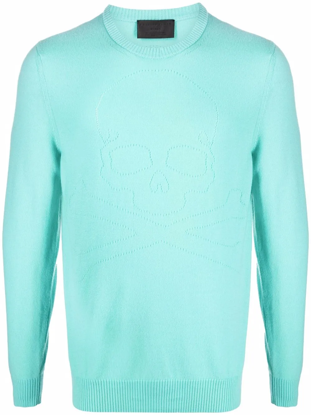 

Джемпер тонкой вязки с декором Skull Philipp Plein, синий
