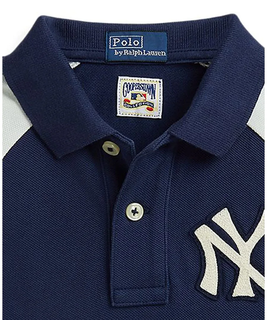 Поло-рубашка с двумя пуговицами для мальчиков 2-7 лет Polo Ralph Lauren, темно-cobalt/deck wash белый — фото 2