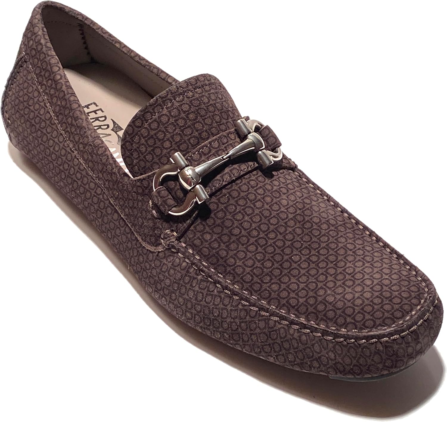Мужские замшевые мокасины-драйверы Ferragamo Gancini Bit Gray, модель Parigi 17 (Salvatore), initial — фото 4
