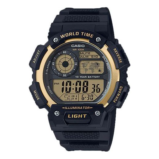 

Часы CASIO Waterproof Quartz Sports Mens Black/Gold Digital, золотой