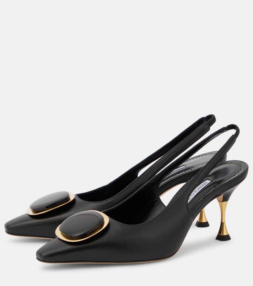 Туфли-лодочки Chiaran 70 на ремешке из кожи Manolo Blahnik, 0015 Blck — фото 4
