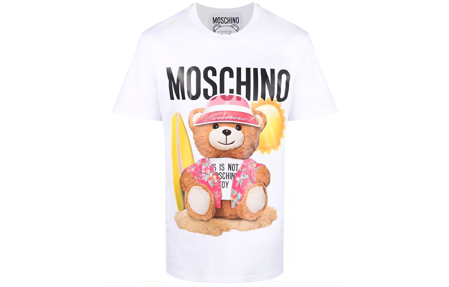 

Футболка с круглым вырезом и принтом плюшевого мишки Moschino, белый