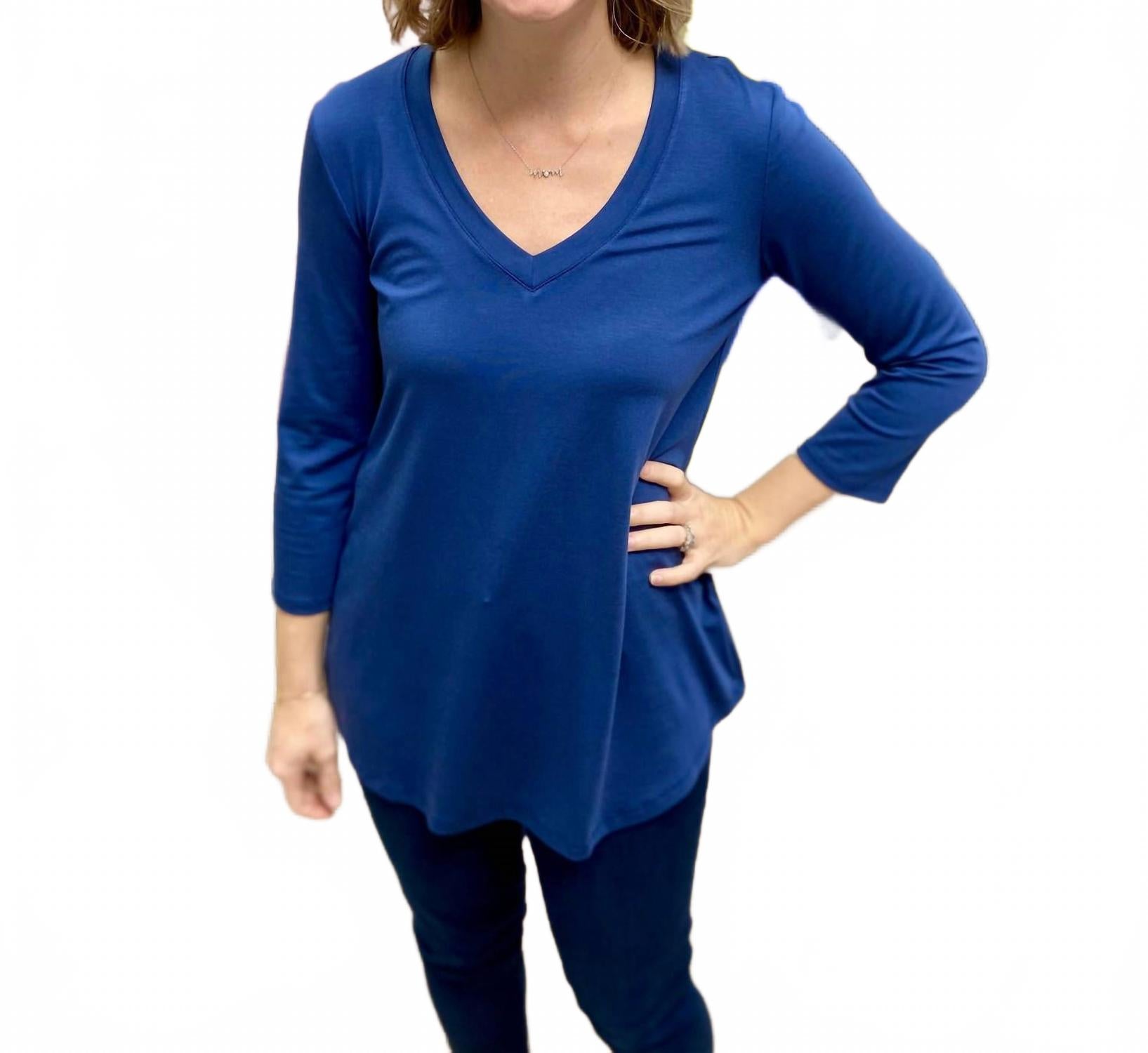 

Джинсовый топ с V-образным вырезом и рукавом три четверти PURE essence, Denim