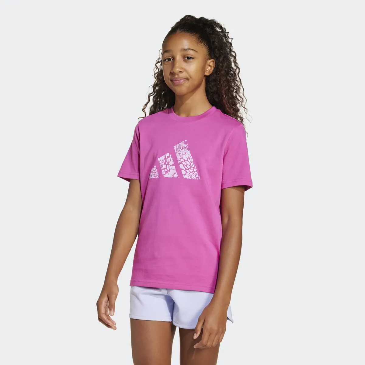 

Детская футболка Adidas с анималистичным принтом и принтом, цвет Rosa