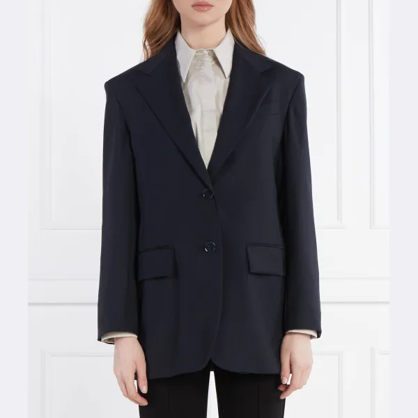 

Элегантный шерстяной жакет классического кроя Max Mara, синий