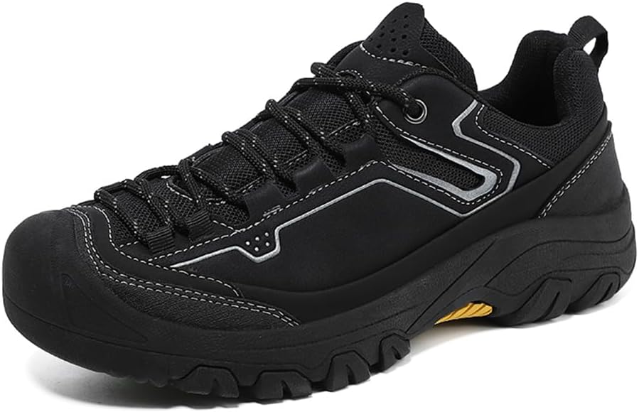 

Мужские походные кроссовки из микрофибры и кожи, удобные, дышащие, легкие, повседневные, для активного отдыха, с шнуровкой Asifn, черный