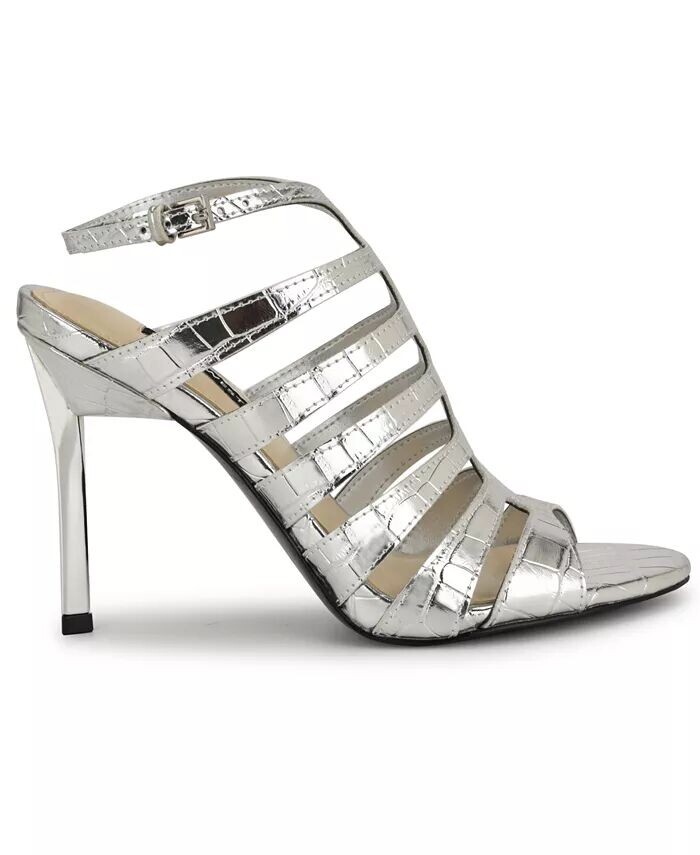 Женские классические босоножки Saleen с открытым носком на шпильке Nine West, серебряный — фото 2