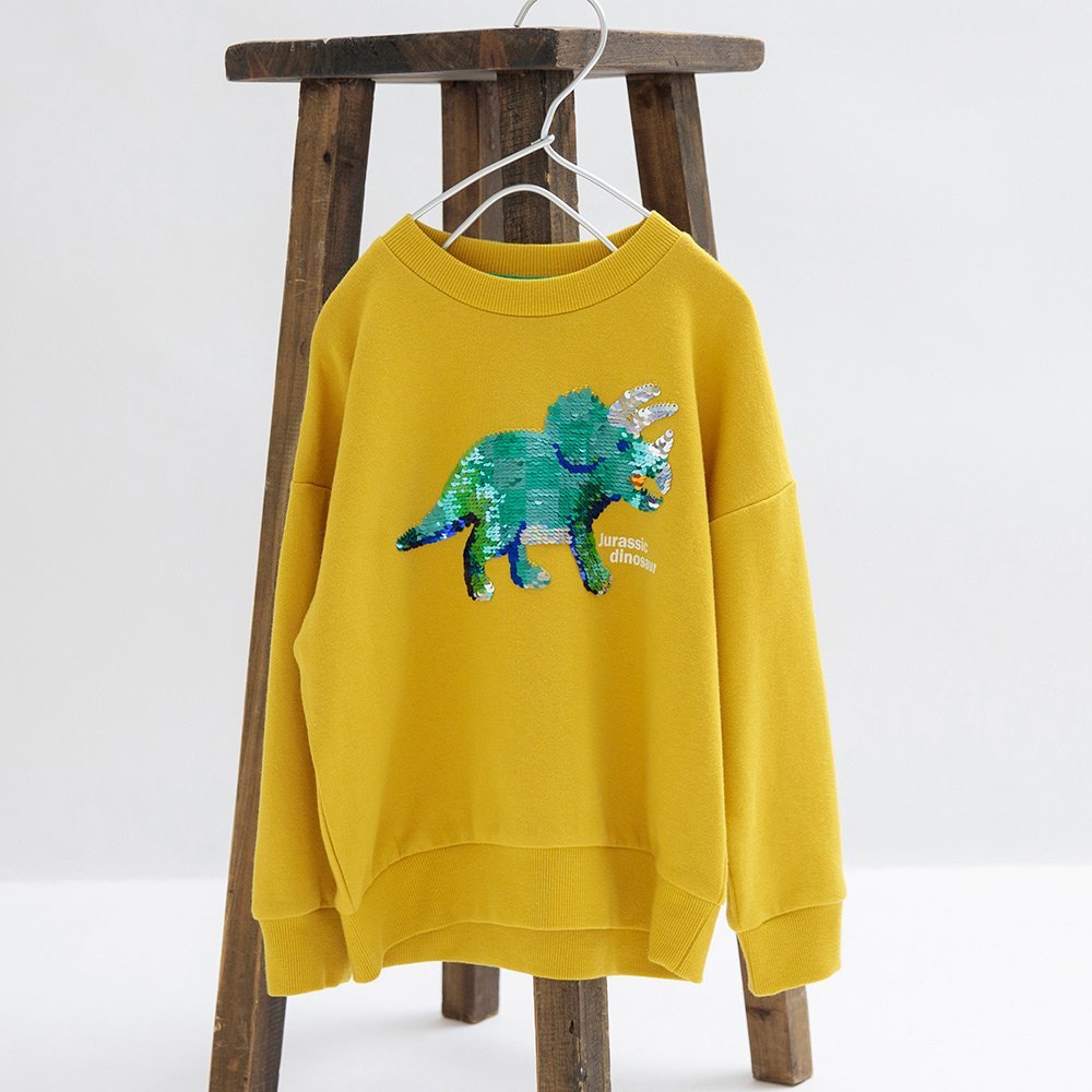 Флисовая толстовка с изображением динозавра и пайетками Branshes, mustard