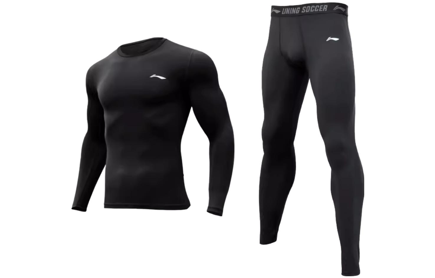

Li Ning Fitness Sets Мужская водолазка Moderate Li-Ning, [fleece-lined two-piece set]compression garment+tight pants