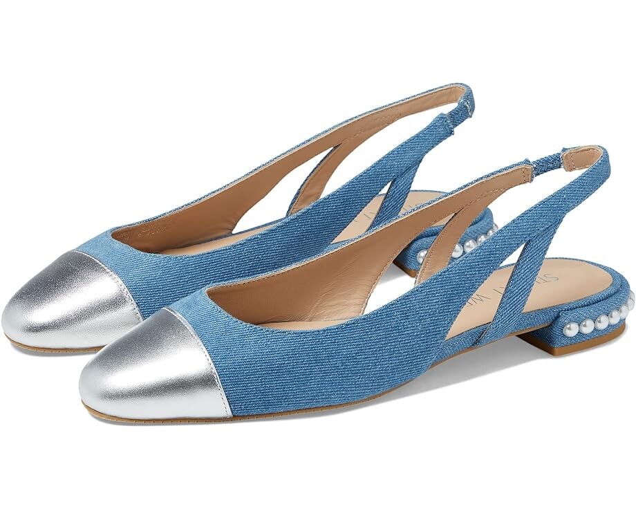 

Балетки Stuart Weitzman Pearl Slingback, цвет Washed/Silver