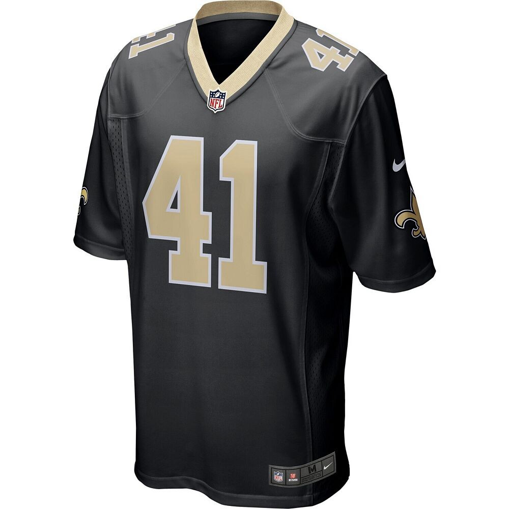 Мужская черная игровая майка Nike Alvin Kamara New Orleans Saints, цвет Snt Black — фото 3