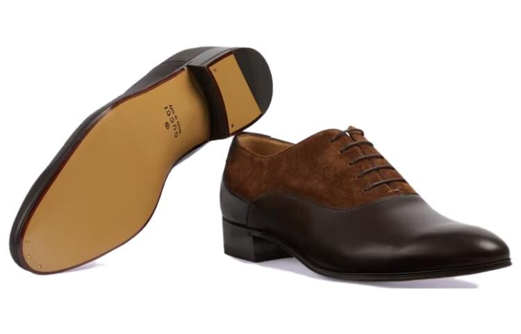 Туфли мужские Gucci Double G Panelled Lace-up, коричневый — фото 4