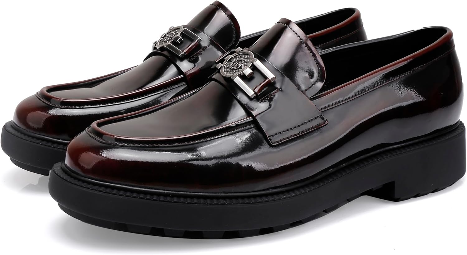 

Мужские пенни лоферы, повседневные кожаные туфли с модной пряжкой, слипоны для делового, свадебного и формального стиля, классические туфли на платформе Generic, винный