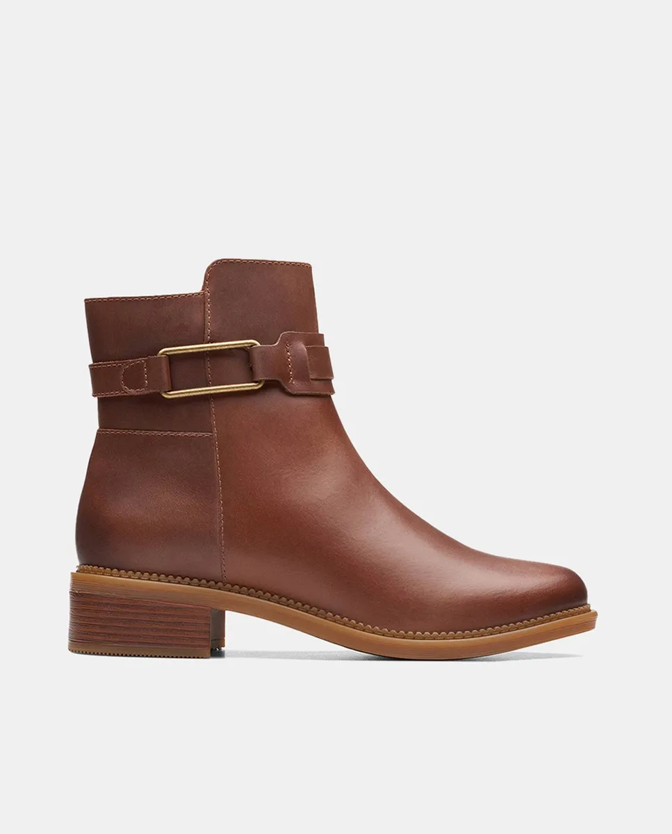 Женские ботильоны Maye Bella из кожи с подошвой из TPR Clarks, коричневый