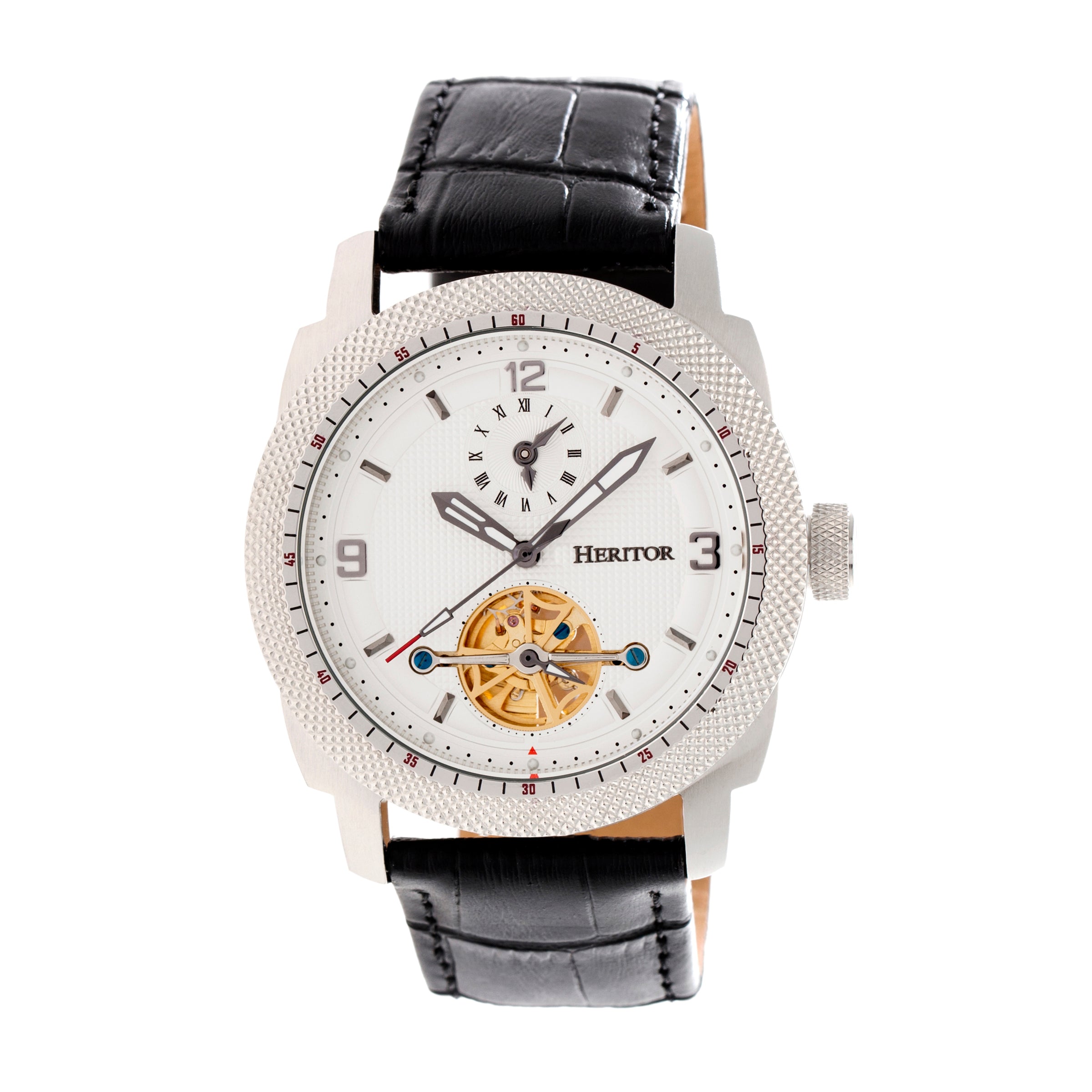 

Часы Helmsley Semi-Skeleton с кожаным ремешком Heritor Automatic, белый