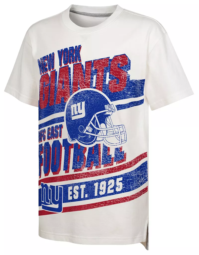 

Одежда команды НФЛ Молодежная белая футболка New York Giants Get Loud NFL Team Apparel