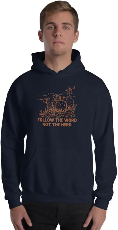 Худи Christian Men Women Unisex Follow The Word Not The Herd Generic, темно-синий