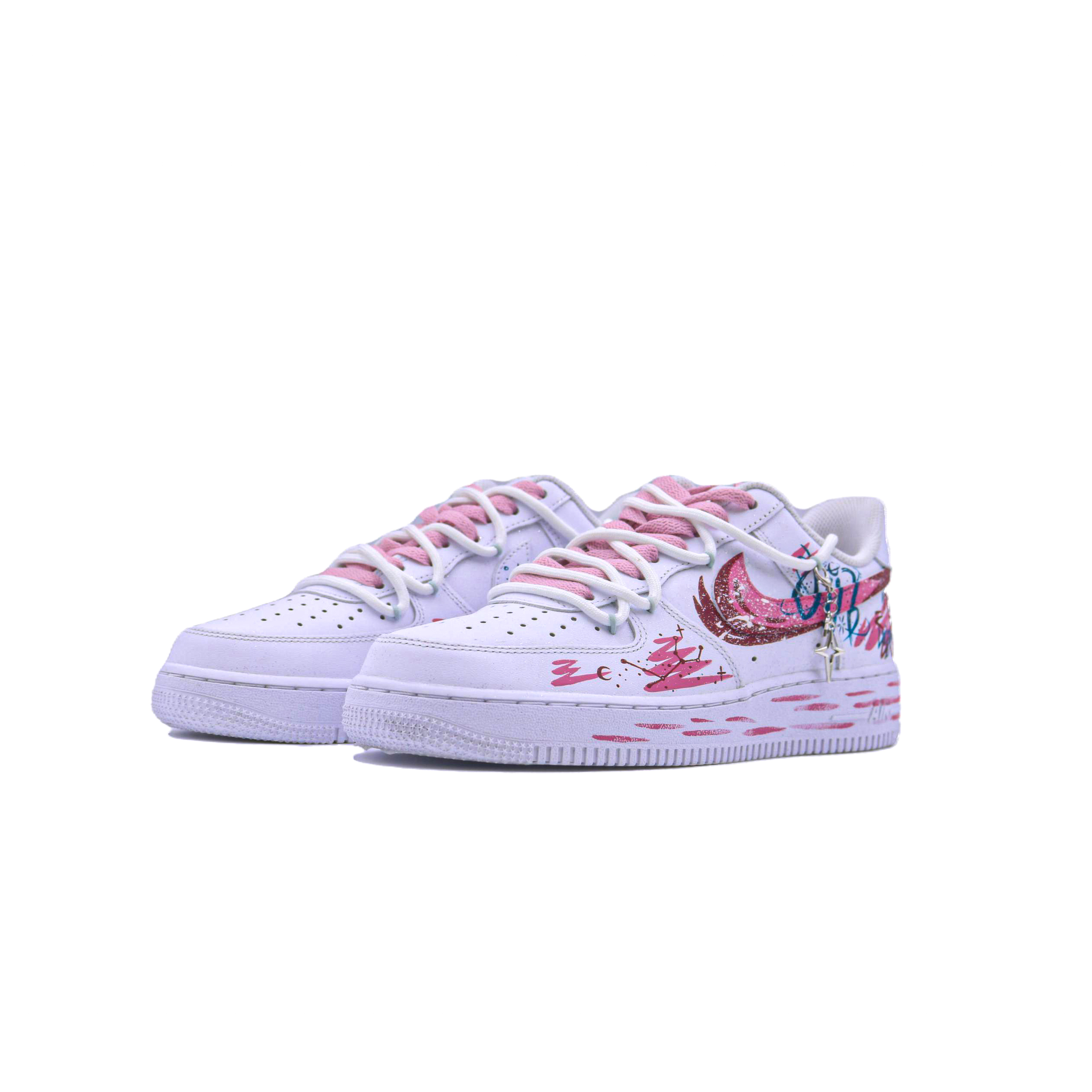 Детские кроссовки для скейтбординга Air Force 1 LE Low унисекс Nike, белый/розовый — фото 3