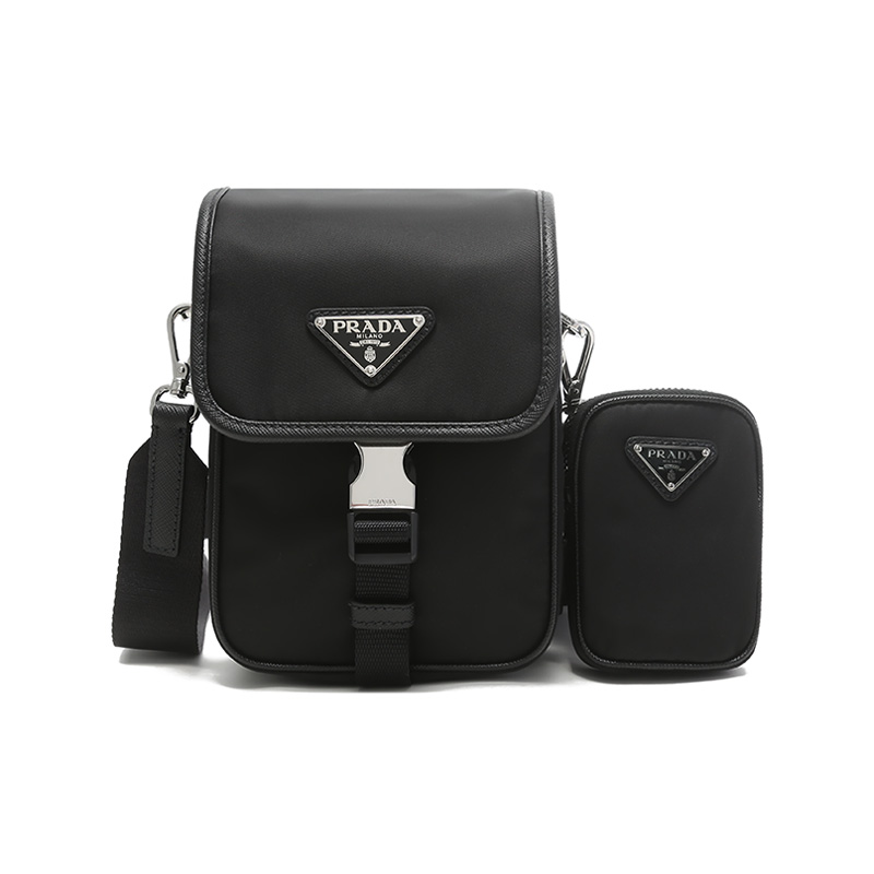 

PRADA Сумка-кошелек для мобильного телефона из нейлона Re-Nylon, мужская, черная, через плечо