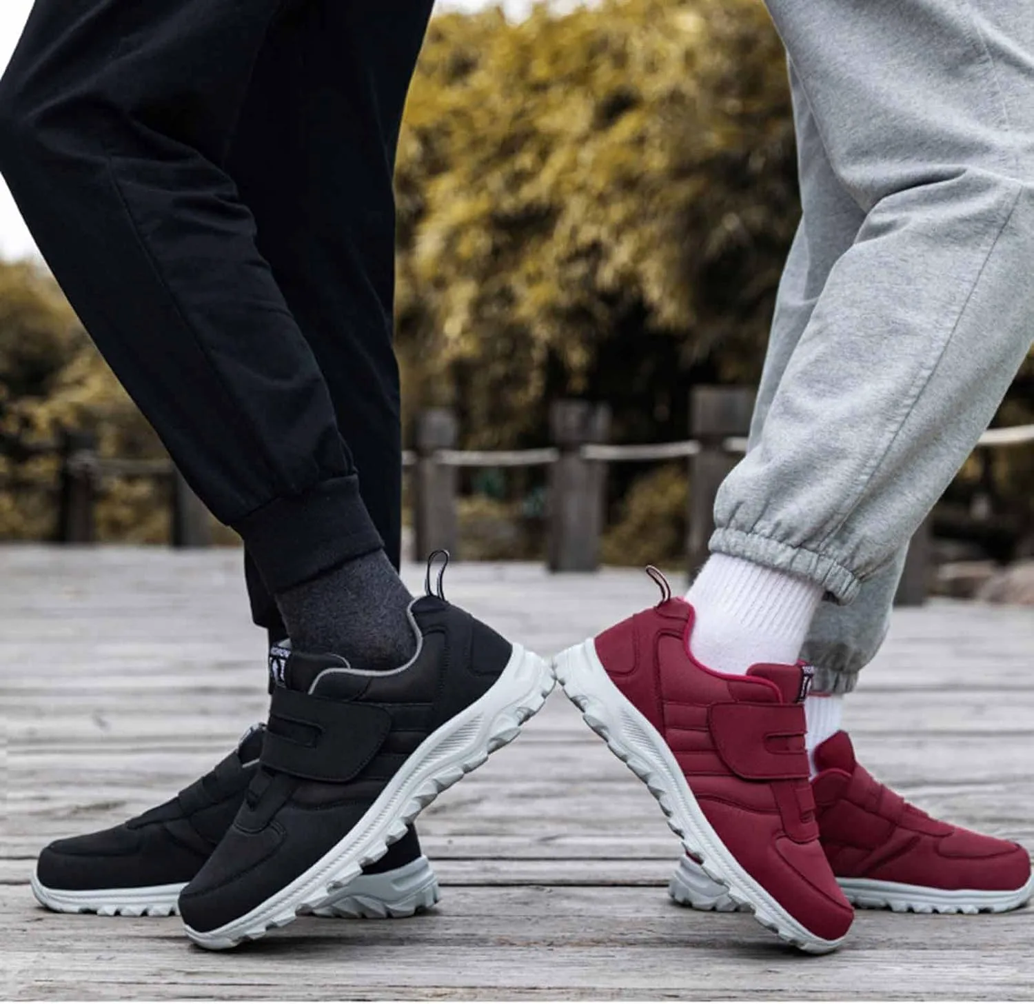 Мужские слипоны Кроссовки Удобные Дышащие Легкие Повседневные Кроссовки Ортопедические Ходьба Обувь Противоскользящие С Липучкой Для Спорта И Ходьбы Generic, черный — фото 4