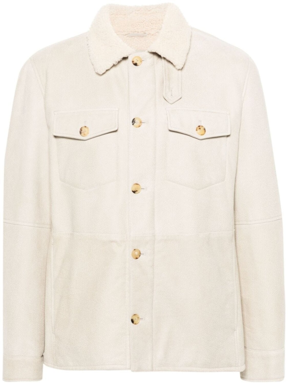 

Brunello Cucinelli куртка из замши с воротником из овчины, нейтральный цвет