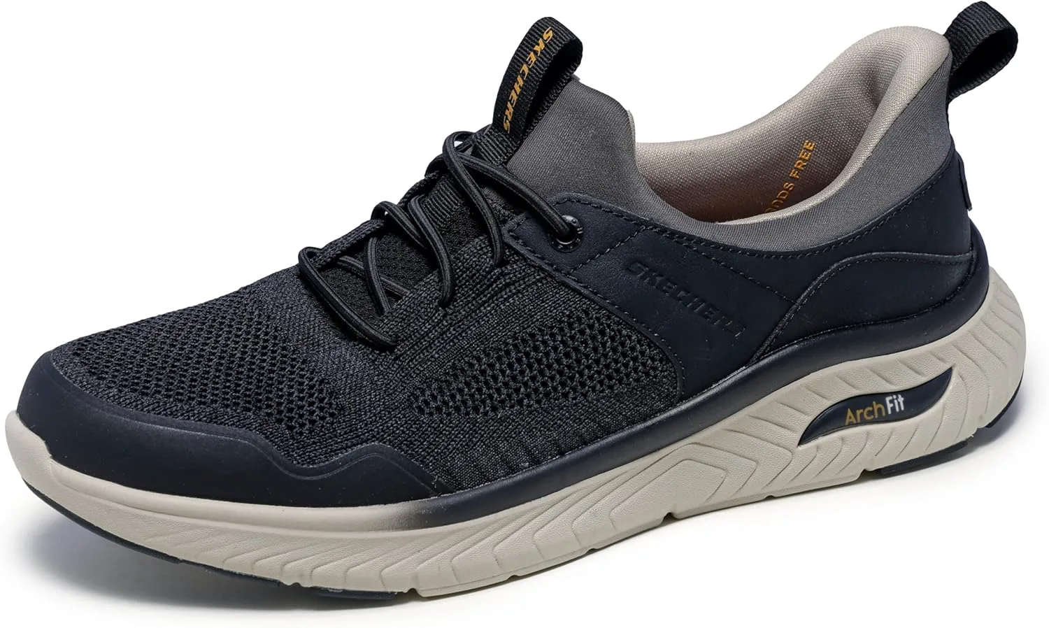 Мужские кроссовки Skechers USA Arch Fit Crosser - Emeric с вязаной верхней частью и шнурками-банджи, черный
