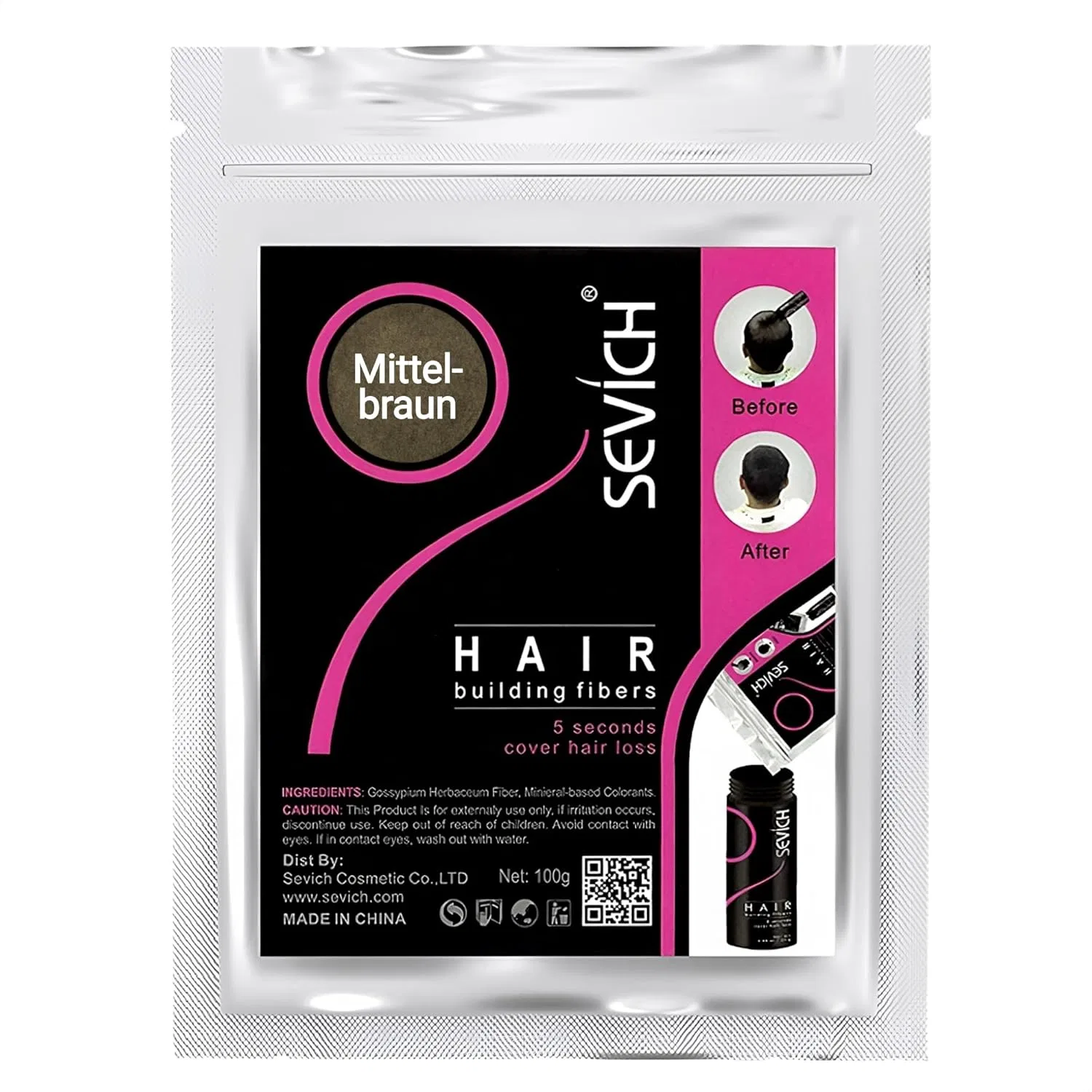 Наполнитель для волос для загущения (средне-коричневый, 100 г) Maxter, Refill Bag Medium Brown 100G
