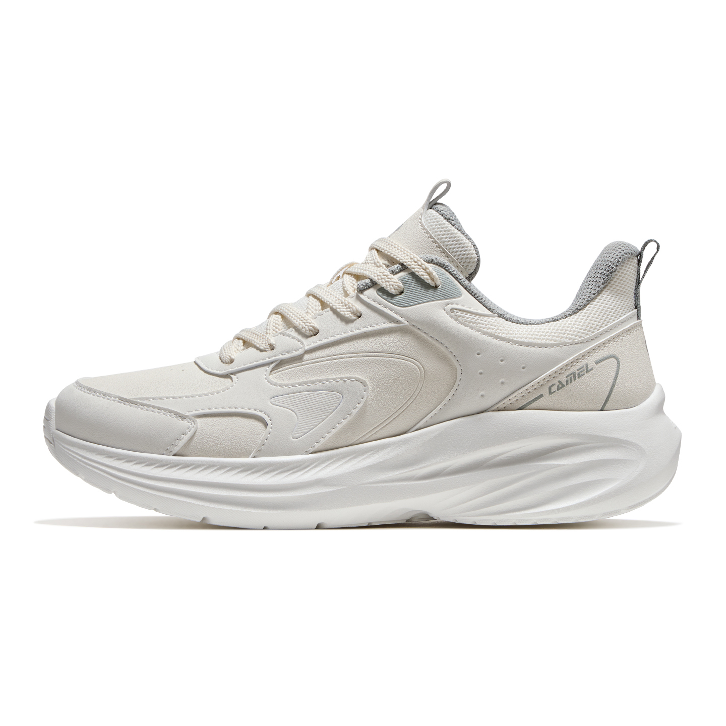 

CAMEL Амортизирующие дышащие нескользящие низкие повседневные беговые кроссовки мужские Ivory White/Mountain Gray, цвет Ivory White/Mountain Gray
