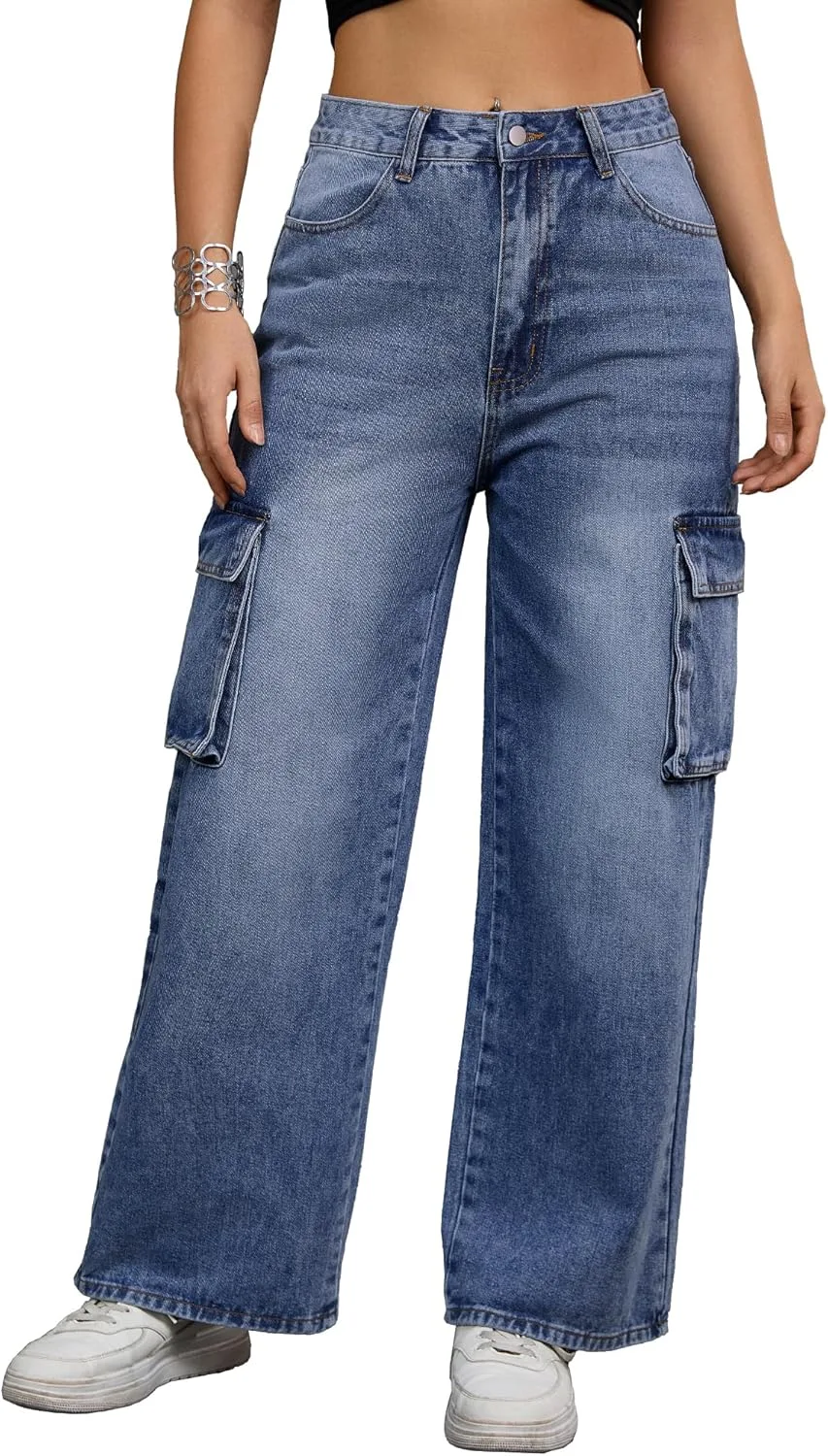 

Женские багги карго джинсы с высокой посадкой CIMUK