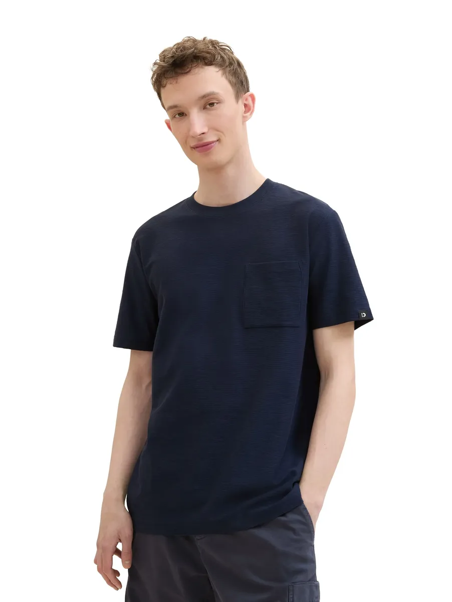 

Джинсовая рубашка TOM TAILOR с круглым вырезом, короткие рукава Tom Tailor Denim, синий