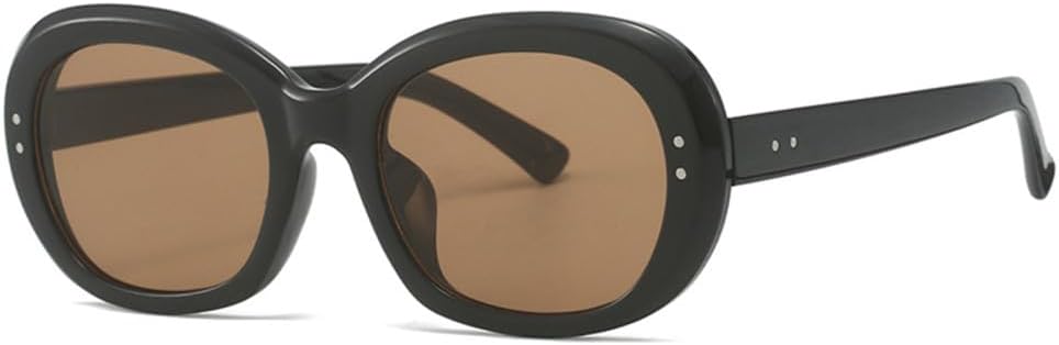 

Овальные солнцезащитные очки в стиле панк с заклепками для мужчин, солнцезащитные очки UV400 в стиле ретро, ​​круглые солнцезащитные очки для женщин LANGSER, Black Tea