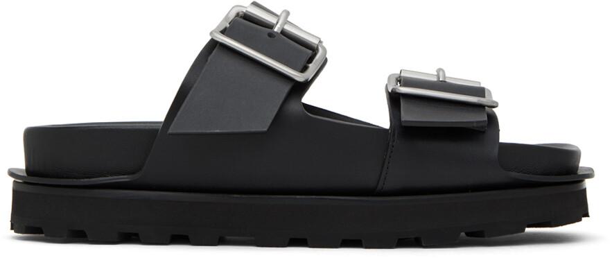 

Черные шлепанцы с пряжкой Jil Sander