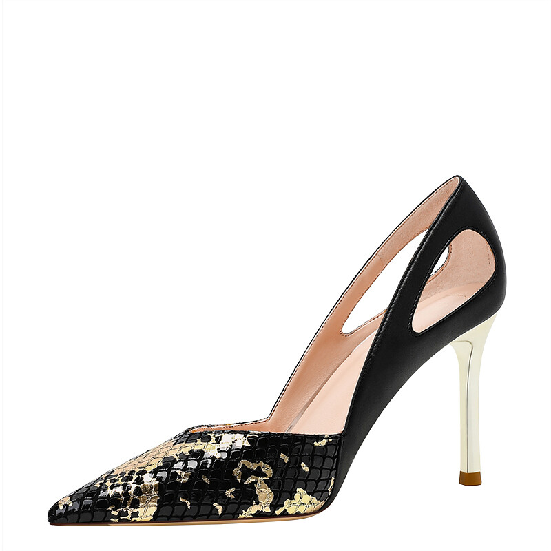Туфли женские на высоком каблуке Li Ke, цвет BLACK/GOLD 6CM HEEL HEIGHT — фото 2