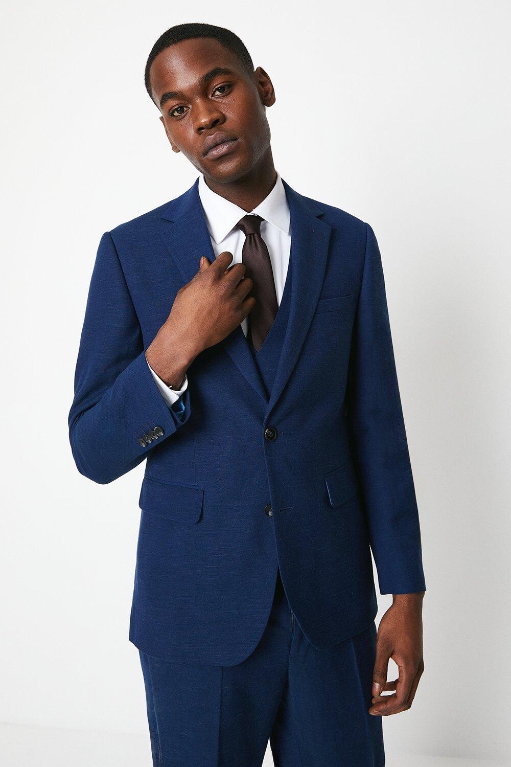 

Льняной свадебный пиджак из трех частей на заказ Burton, темно-синий