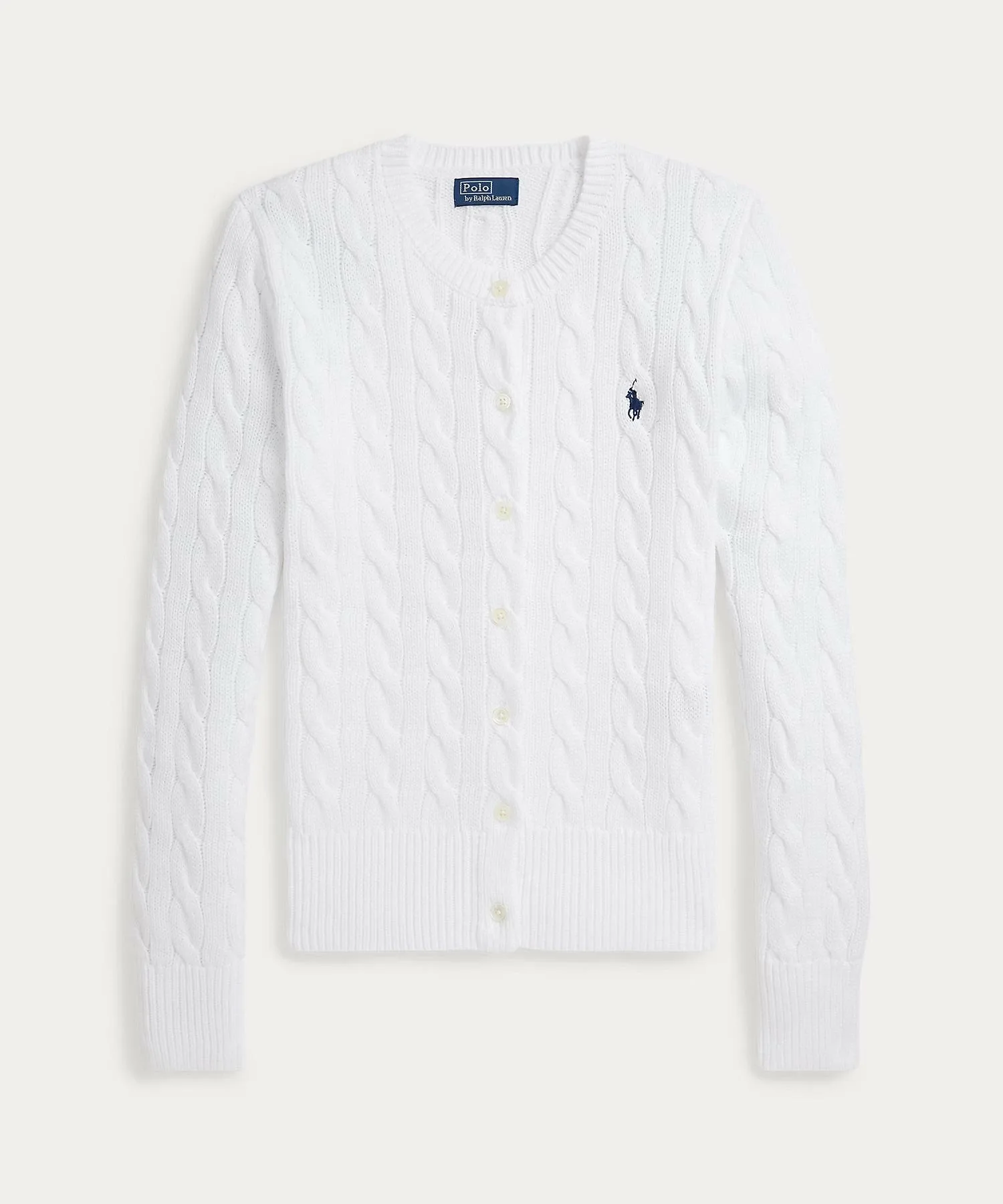 Хлопковый кардиган с круглым вырезом и косами. Polo Ralph Lauren, 100 White