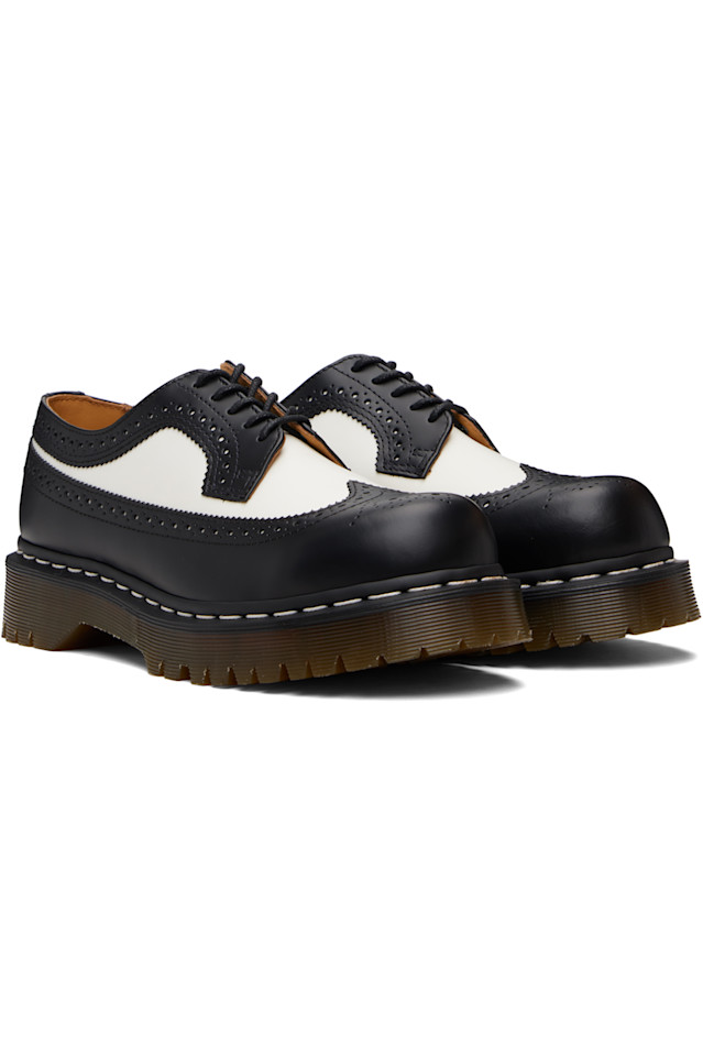 Dr. Martens Черно-Белые гладкие кожаные броги-дерби 3989 bex — фото 4