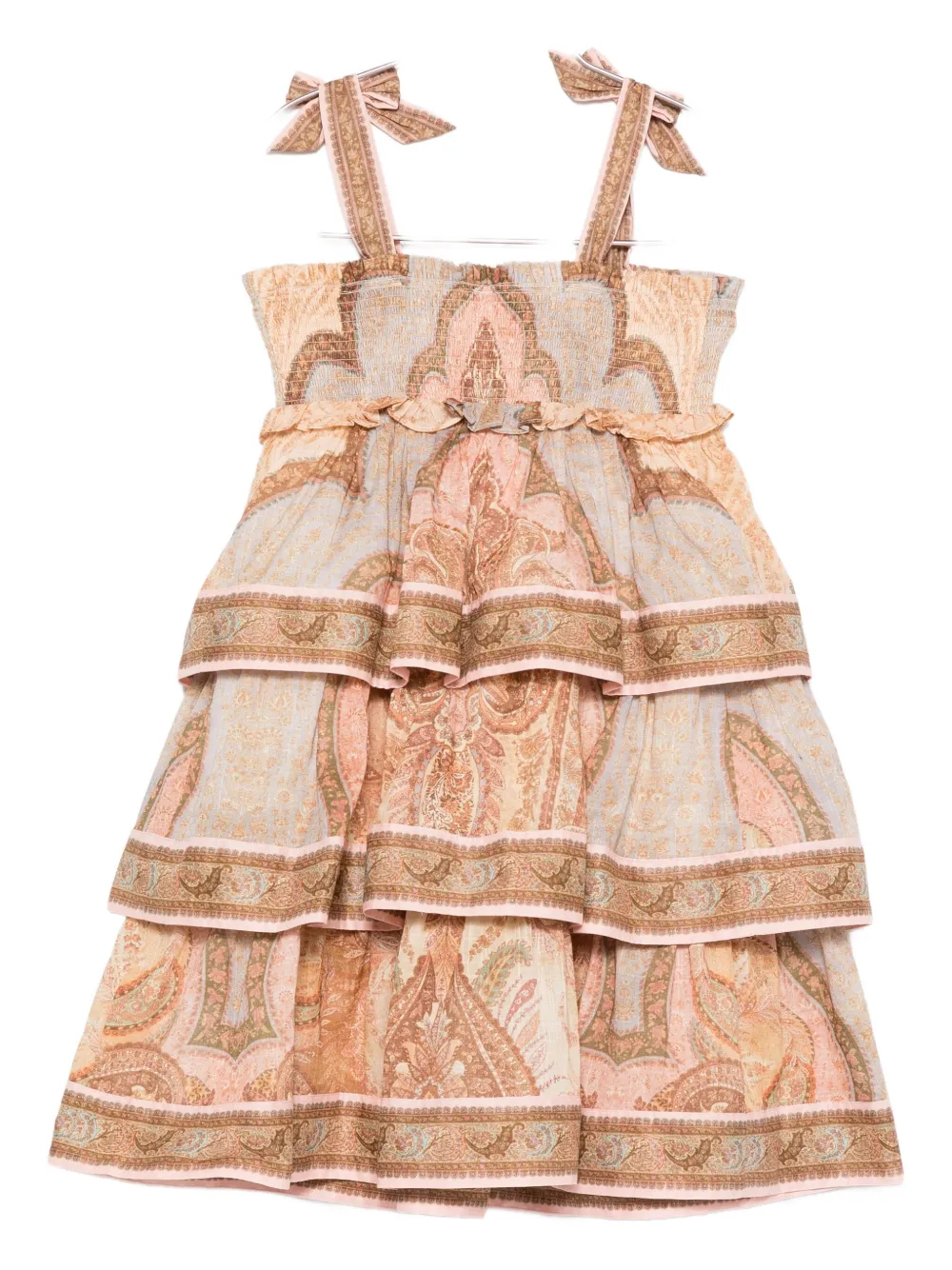 Платье Awaken с ярусами и оборками Zimmermann Kids, светло-бежевый — фото 2