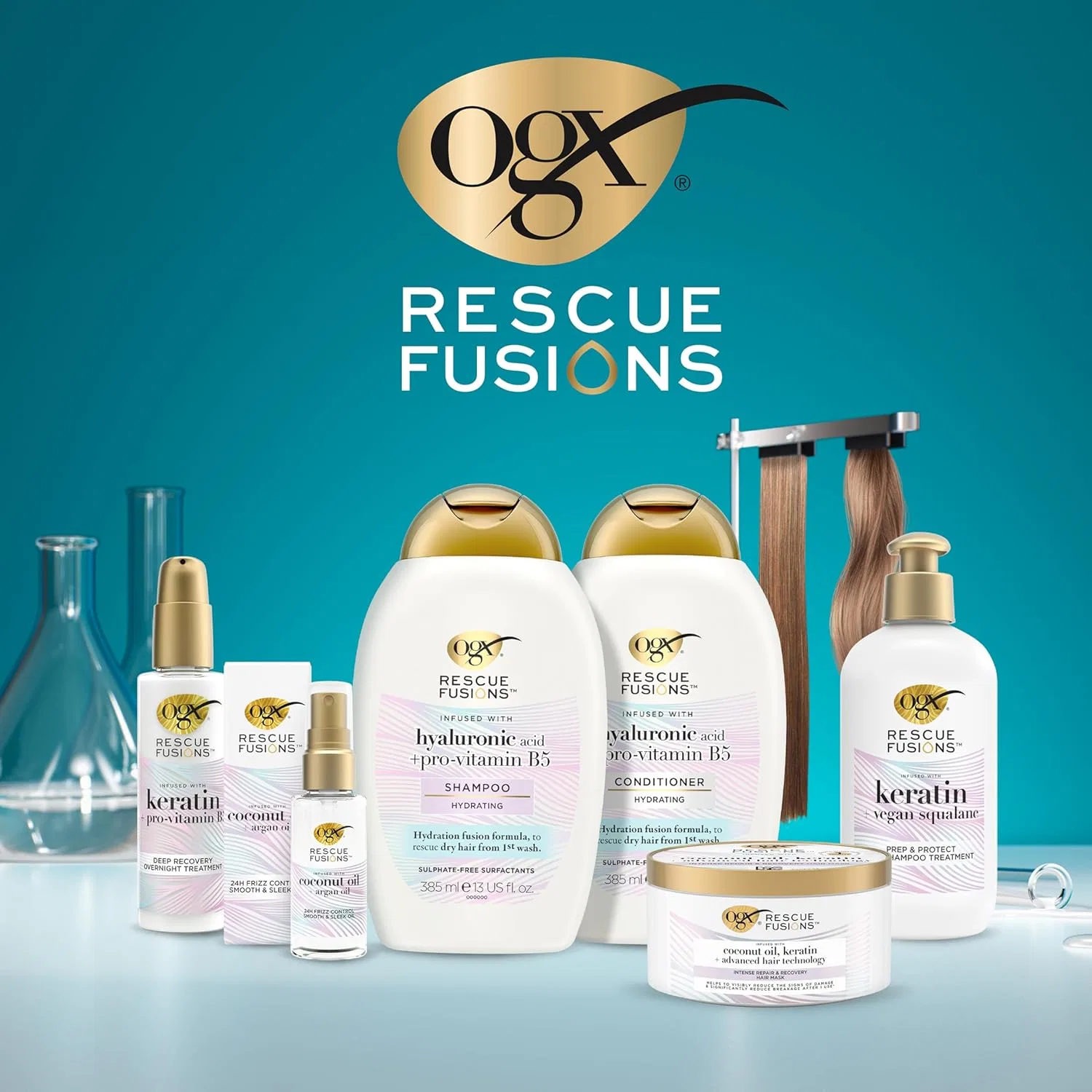 Увлажняющий шампунь OGX Rescue Fusions с гиалуроновой кислотой 385 мл Ogx — фото 3