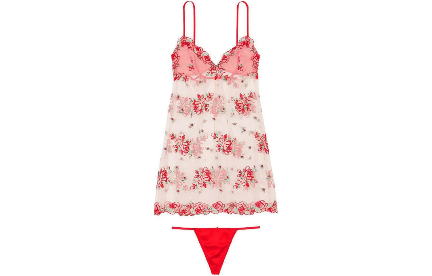 Victoria's Secret Комплект нижнего белья женский телесный с цветочным принтом