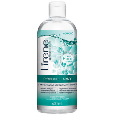 

Lirene, Micel Pure & Matt, мицеллярная жидкость с минералами Мертвого моря, 400 мл