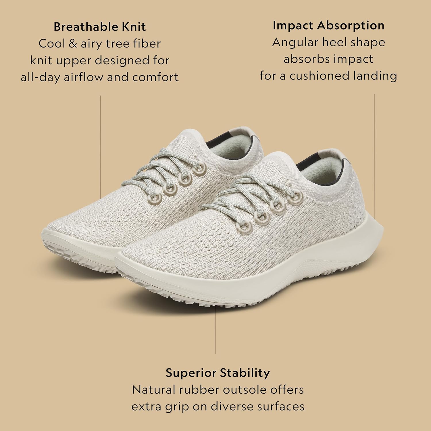 Мужские кроссовки Allbirds Tree Dasher 2 для активного бега и ходьбы, белый/белый — фото 3